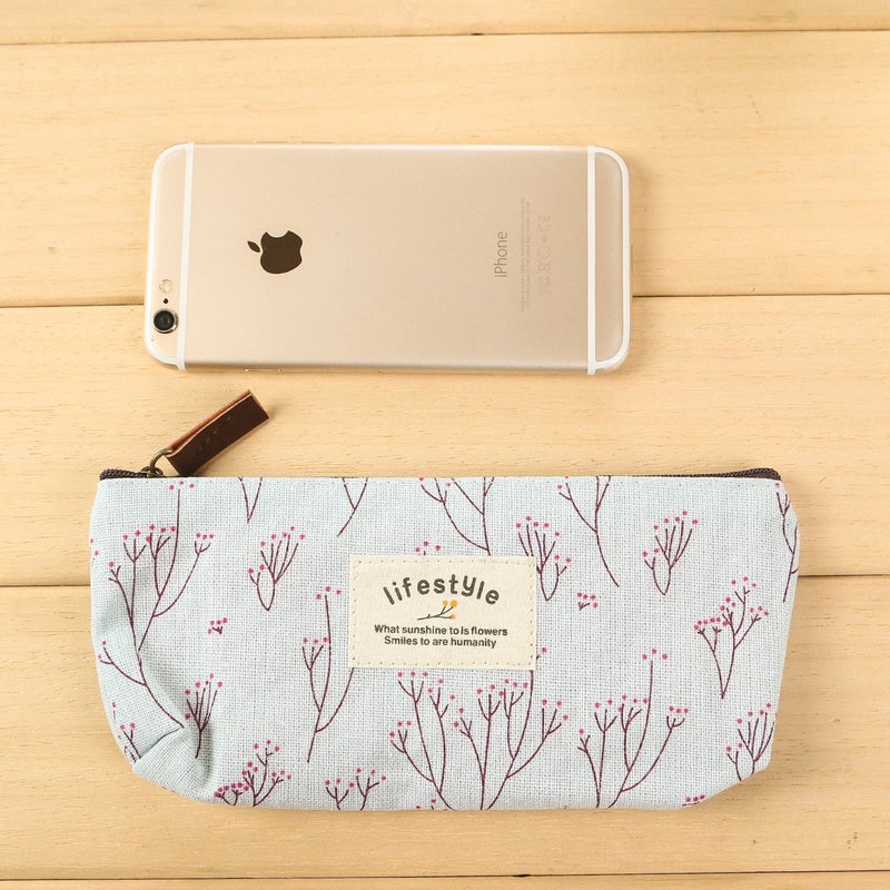 AKIRO Pencil Case, Cute Floral Flower Canvas Zipper Pencil Cases Lovely Fabric Flower Tree Pen Bags Supplies 4 Pcs - Image 4